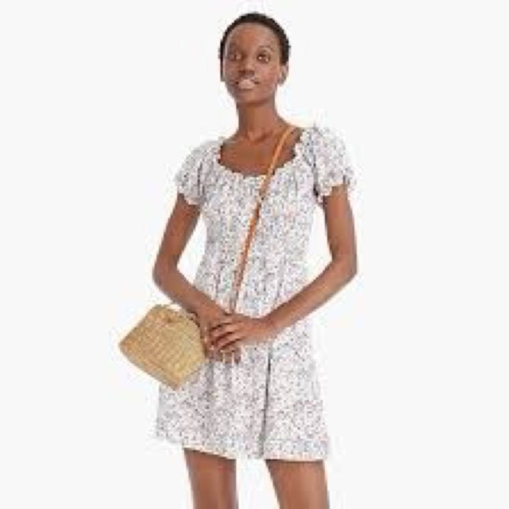NWOT J.Crew Puff-sleeve peasant mini dress